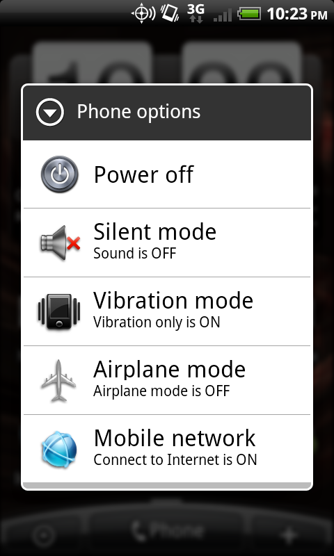 Airplane mode power