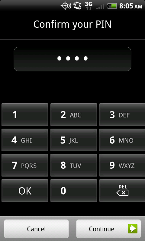 Android PIN lock